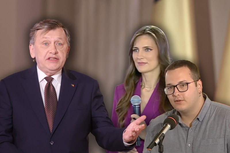 Crin Antonescu și jurnaliștii Anca Suciu (Digi24) și David Leonard Bularca (Hotnews). Colaj: Ion Mateș / Hotnews. Foto: Inquam Photos / George Călin